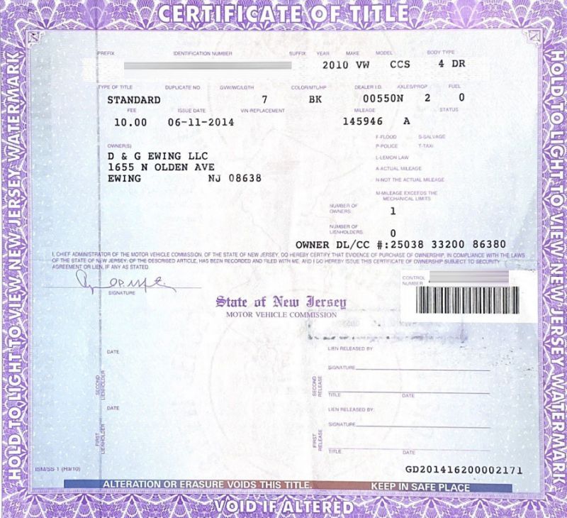 Clean Title (Original) — clean certificate